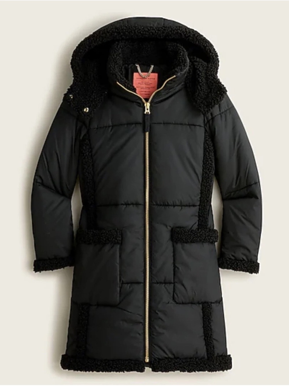 J. Crew Snowday Puffer Jacket Coat with PrimaLoft in Black Size S